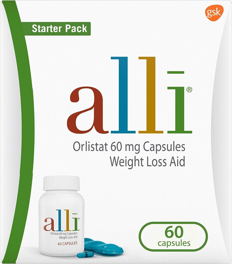 Alli Diet Weight Loss Supplement Pills, Orlistat 60mg Capsules Starter Pack, Non Prescription Weight Loss Aid, 60 Count