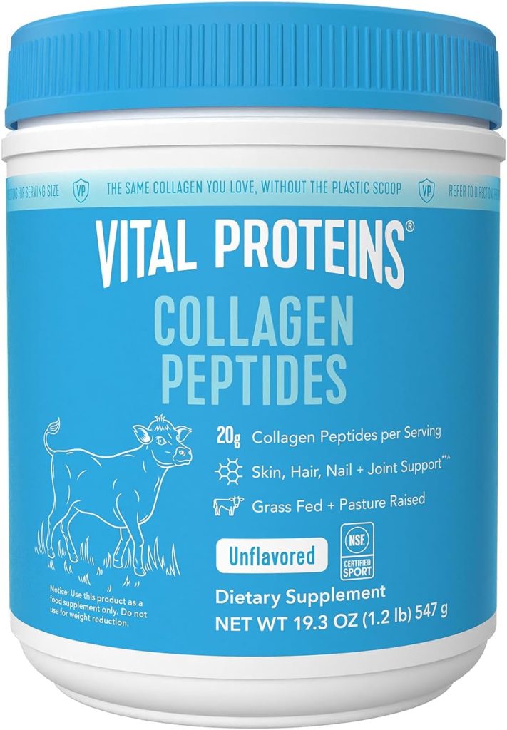 Vital Proteins Collagen Peptides Powder, Promotes Hair, Nail, Skin, Bone and Joint Health, Unflavored 19.3 OZ